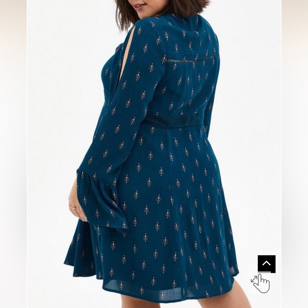 Torrid Mini Gauze Lace-Up Skater Dress - Picture 4 of 4